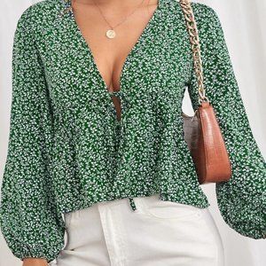 green long sleeve women's top